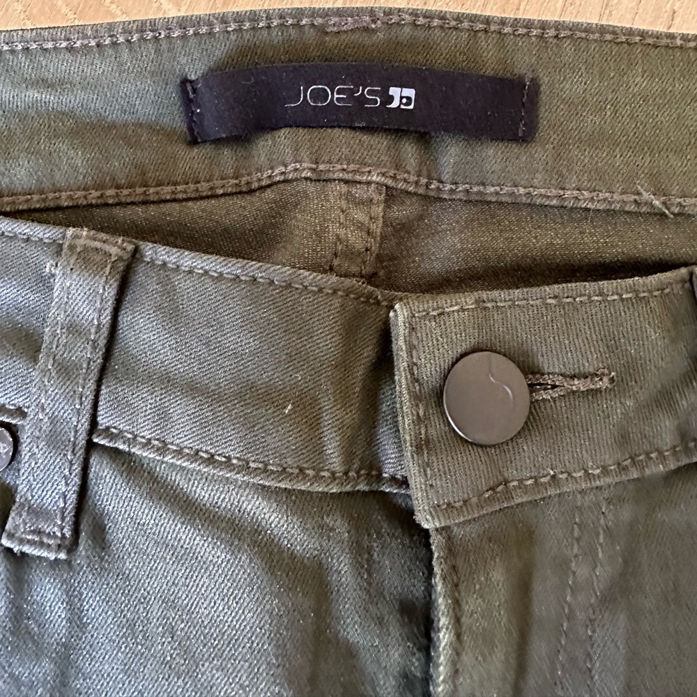 Joe’s Jeans almost black/very dark green leather feel jeans